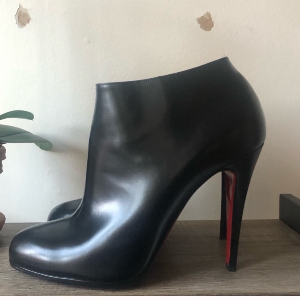 Louboutin black leather booties
